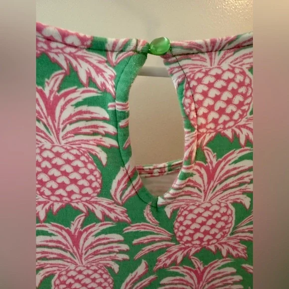 🍍Crown & Ivy Tropical Pink and Green scallop pineapple Dress XL - Picture 3 of 5